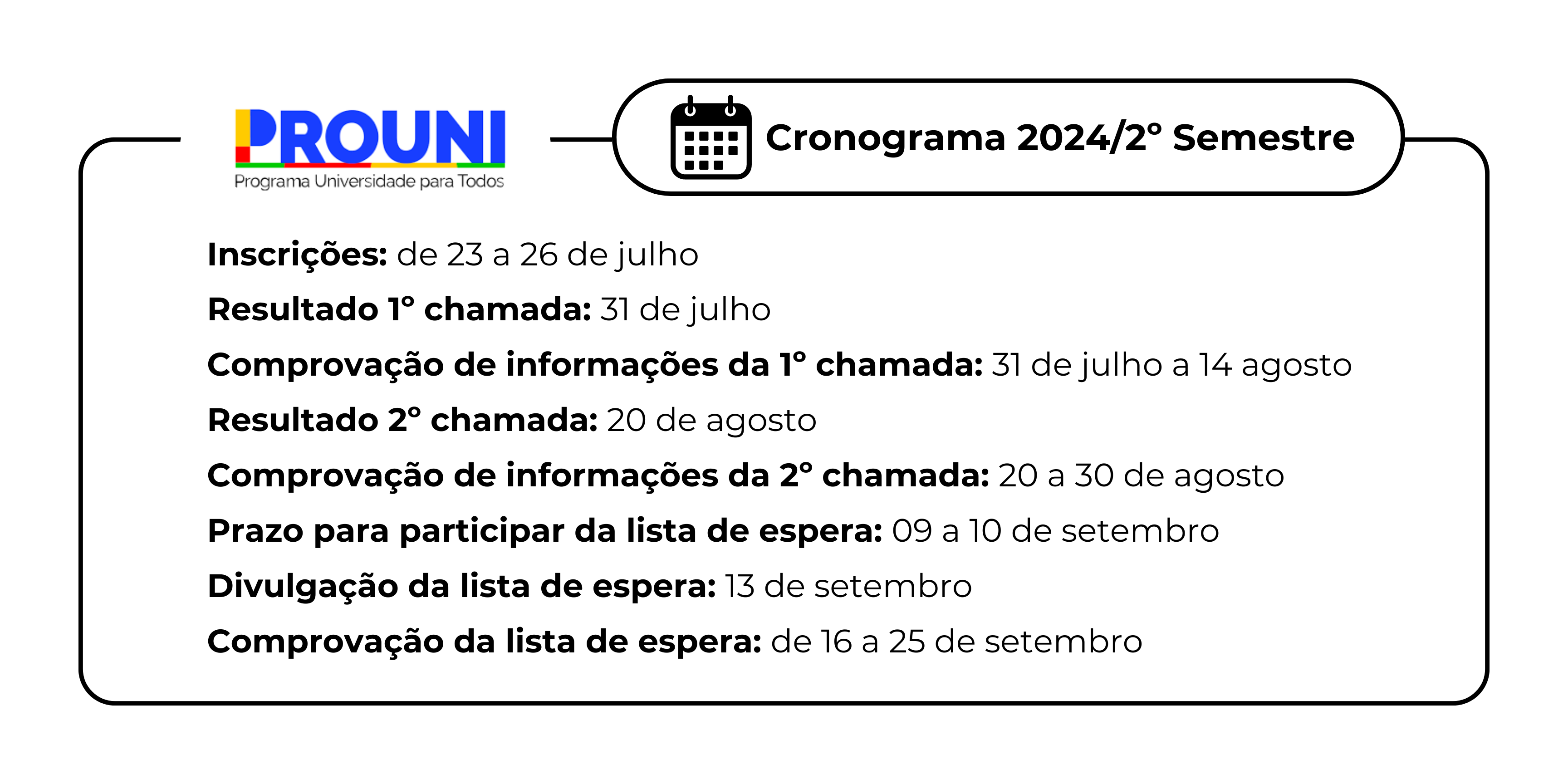 PROUNI Cronograma 2024 2